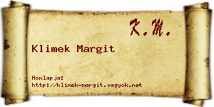 Klimek Margit névjegykártya